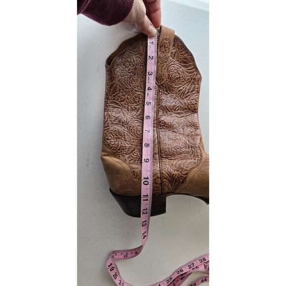 Vintage WOMENS NOCONA SNIP TOE COWBOY BROWN BOOTS Embossed Women’s 10 - Picture 4 of 10